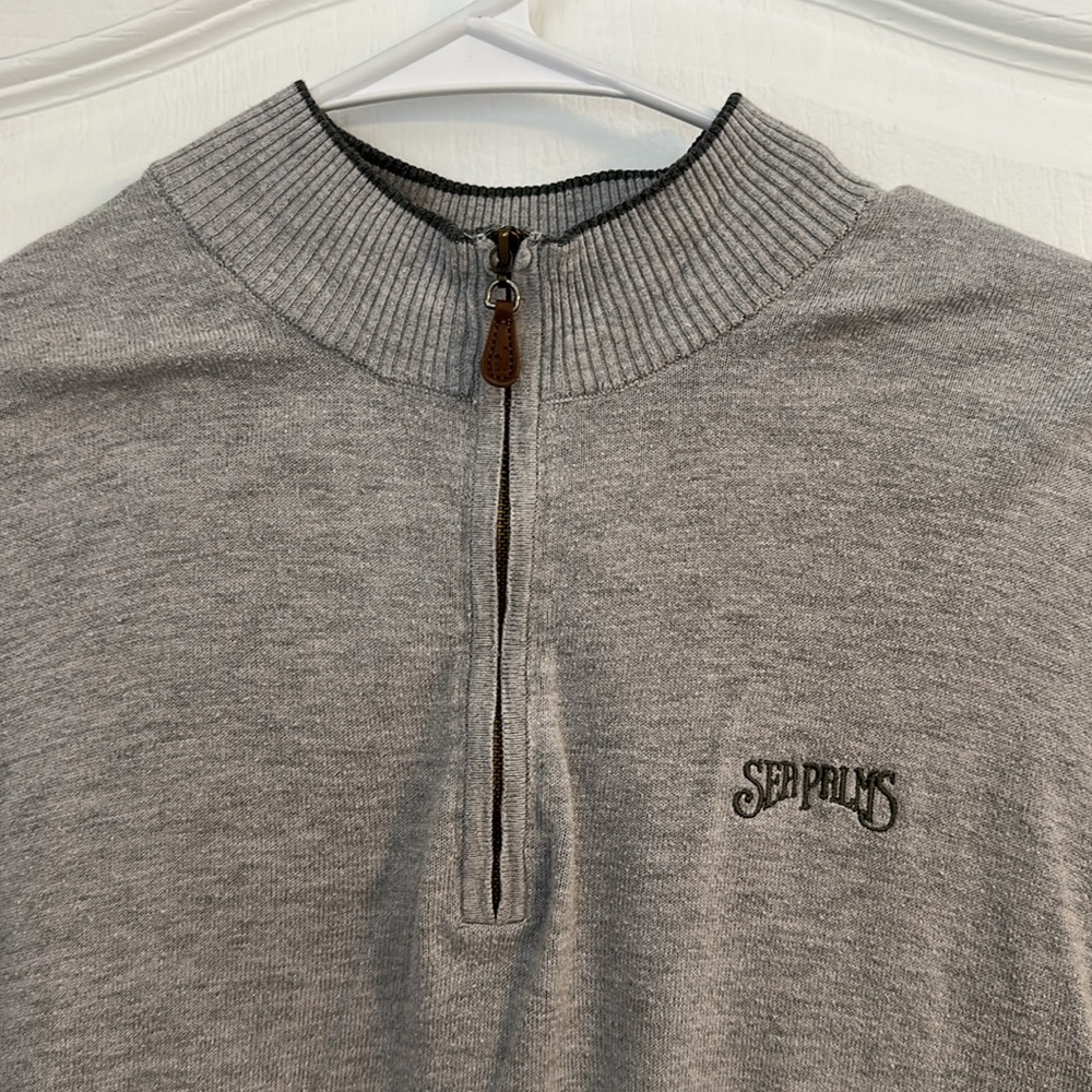 Johnnie-O Grey Sweater Long Sleeve 1/4 Zip Lightweight Soft - Medium - Picture 2 of 5
